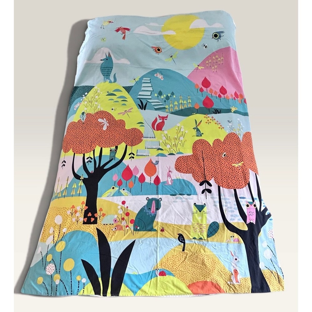 Vintage IKEA LATTJO Kids Twin Duvet Cover Reversible Woodland Forest Animals